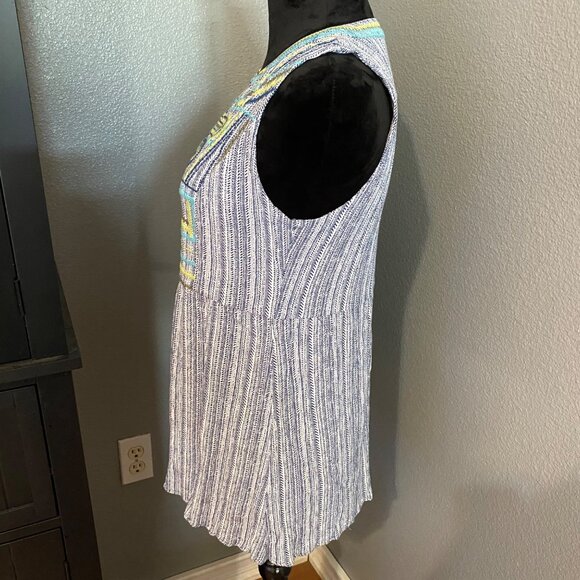 Tribal Jeans Tank Top Size Small Tunic Embroidered Boho Gypsy Hippie V Neck - Picture 5 of 8